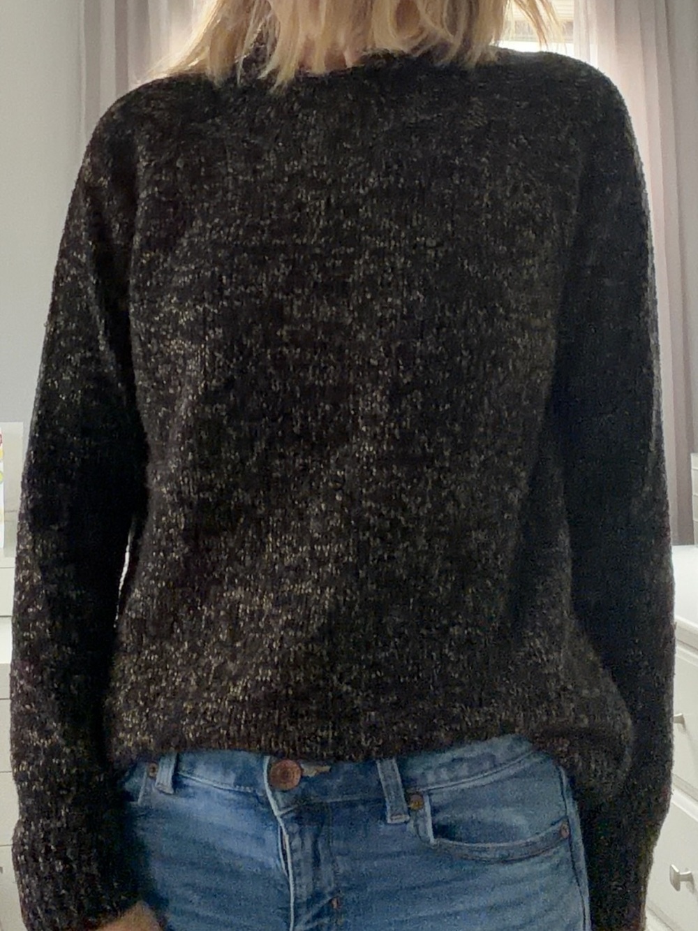 Ann Taylor Factory Black and Camel Heather Crewneck Sweater
